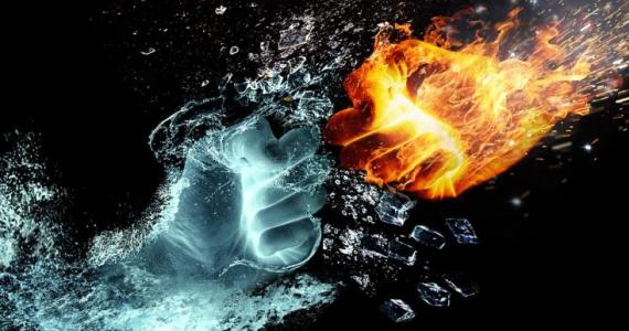 Four elements in a relationship: Fire and Earth are a stable combination, Water and Air are not the perfect togheter